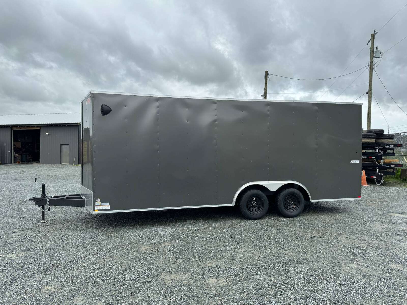 Photo of 2025 Mirage XE 8.5x20 V Nose Cargo / Enclosed Trailer Extra Height Ramp Door Charcoal Grey Car Hauler Package