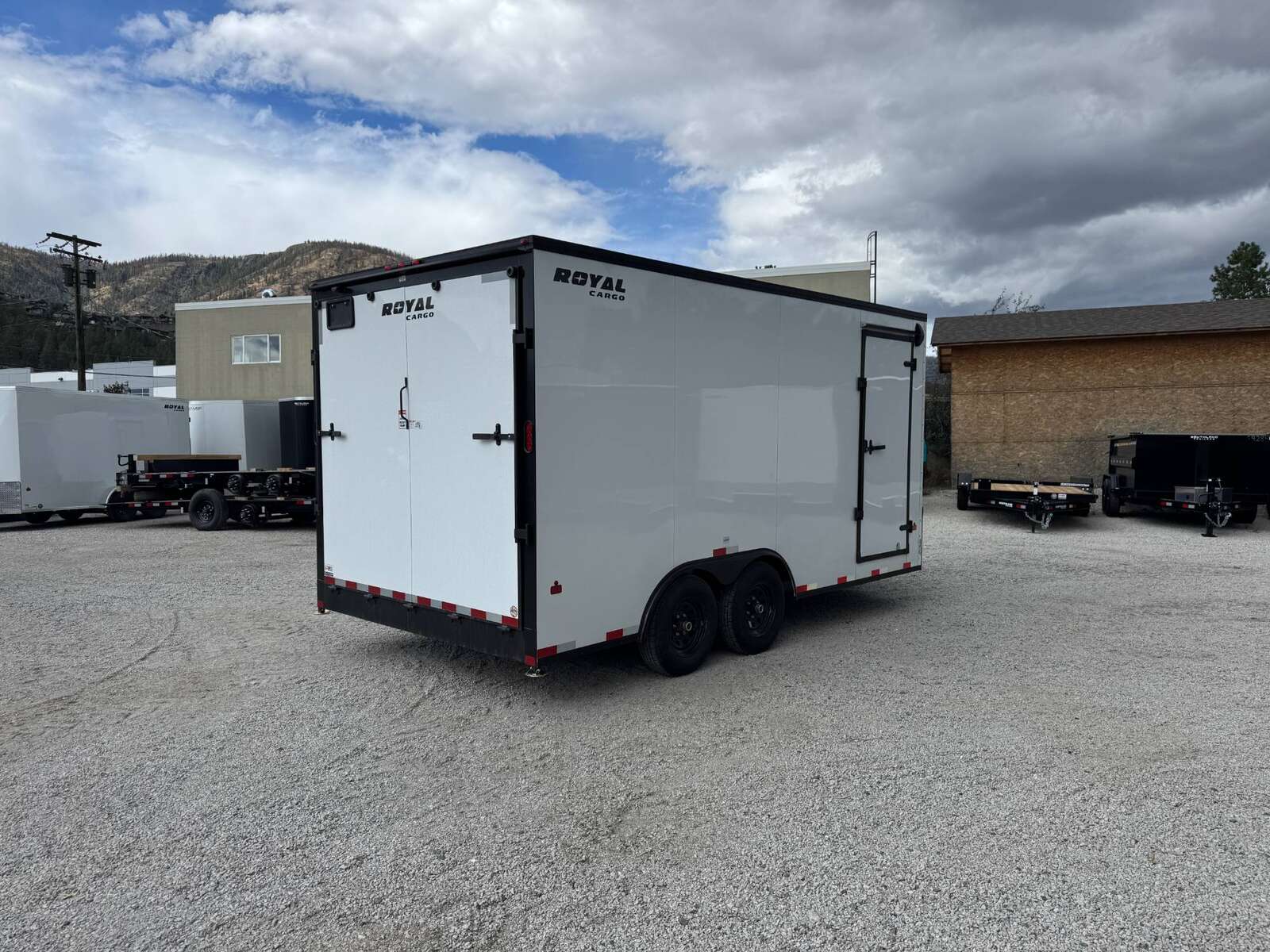 Photo of 2026 Royal Cargo 8.5X16 V NOSE Cargo / Enclosed Trailer White with Blackout Package RAMP DOOR EXTRA HEIGHT 11,400LB GVW