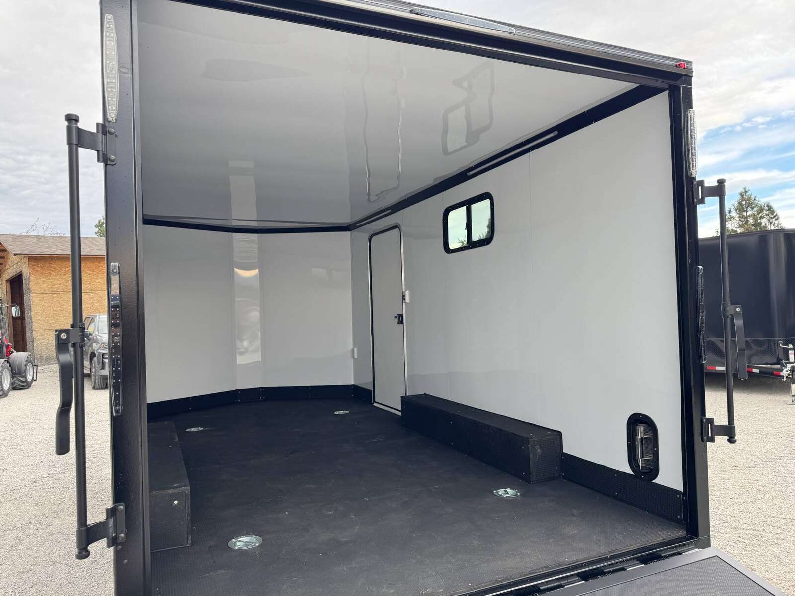 Photo of 2026 Royal 8.5x16 V Nose Cargo Enclosed Trailer Camping Package Charcoal Grey w/ Blackout Pkg, Insulated, Ramp Door, White Walls, 2x Windows & More!