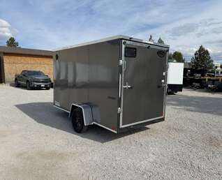 Thumbnail Photo of 2026 Impact Quake 6x12 V Nose Cargo / Enclosed Trailer Charcoal Grey Ramp Door Extra Height 2990lb GVW