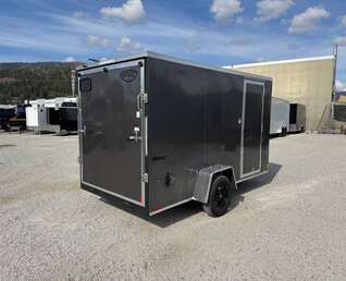 Thumbnail Photo of 2026 Impact Quake 6x12 V Nose Cargo / Enclosed Trailer Charcoal Grey Ramp Door Extra Height 2990lb GVW