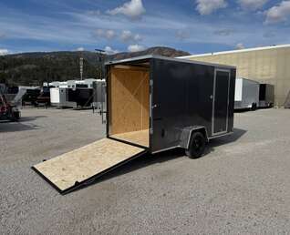 Thumbnail Photo of 2026 Impact Quake 6x12 V Nose Cargo / Enclosed Trailer Charcoal Grey Ramp Door Extra Height 2990lb GVW