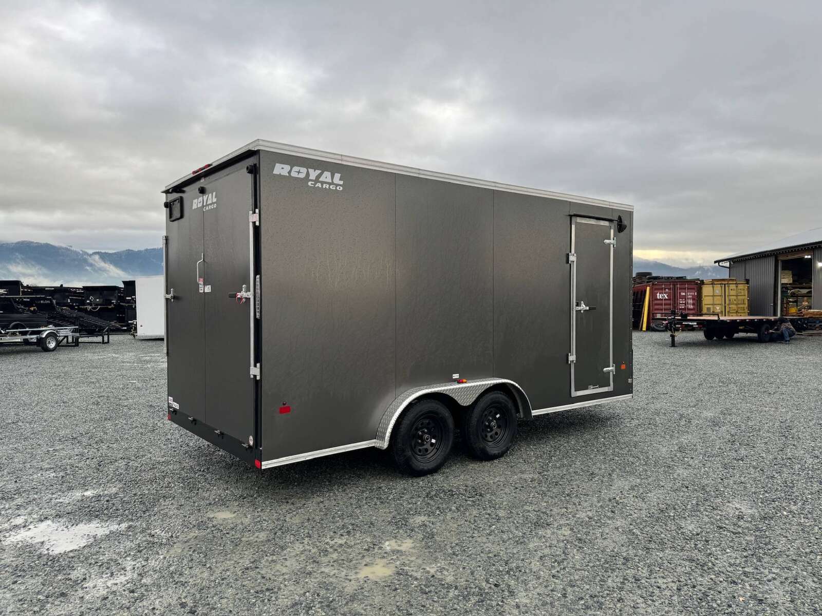 Photo of 2026 Royal 7.5X16 V-NOSE RAMP DOOR EXTRA HEIGHT Cargo / Enclosed Trailer Charcoal Grey 7700lb GVW