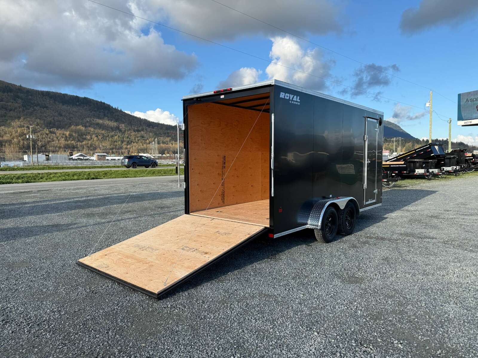 Photo of 2026 Royal 7x16 Enclosed Cargo Trailer V Nose Ramp Door Black 7700lb GVW Extra Height