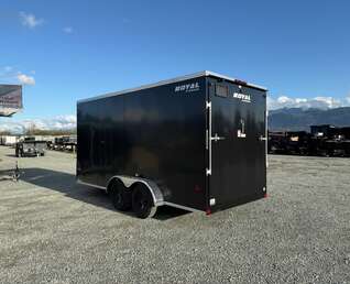 Thumbnail Photo of 2026 Royal 7x16 Enclosed Cargo Trailer V Nose Ramp Door Black 7700lb GVW Extra Height