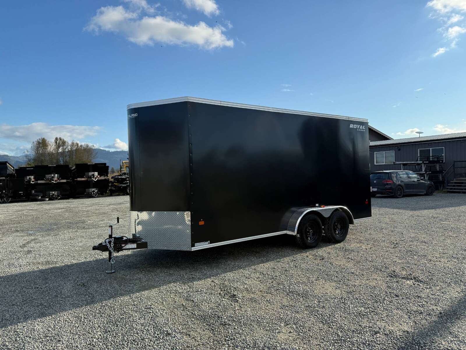 Photo of 2026 Royal 7x16 Enclosed Cargo Trailer V Nose Ramp Door Black 7700lb GVW Extra Height