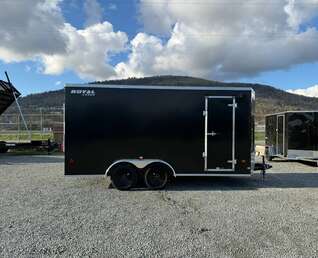Thumbnail Photo of 2026 Royal 7x16 Enclosed Cargo Trailer V Nose Ramp Door Black 7700lb GVW Extra Height