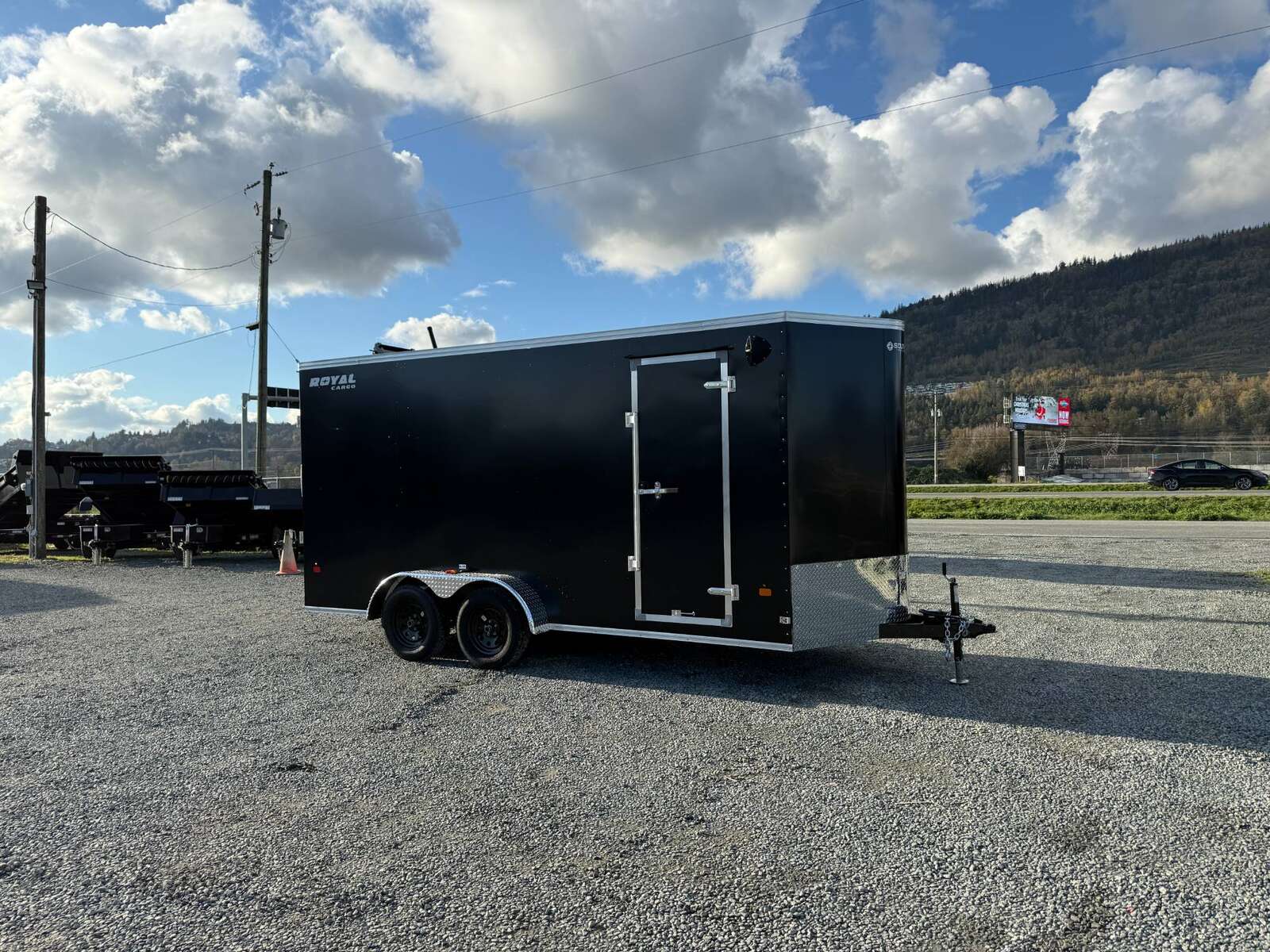 Photo of 2026 Royal 7x16 Enclosed Cargo Trailer V Nose Ramp Door Black 7700lb GVW Extra Height
