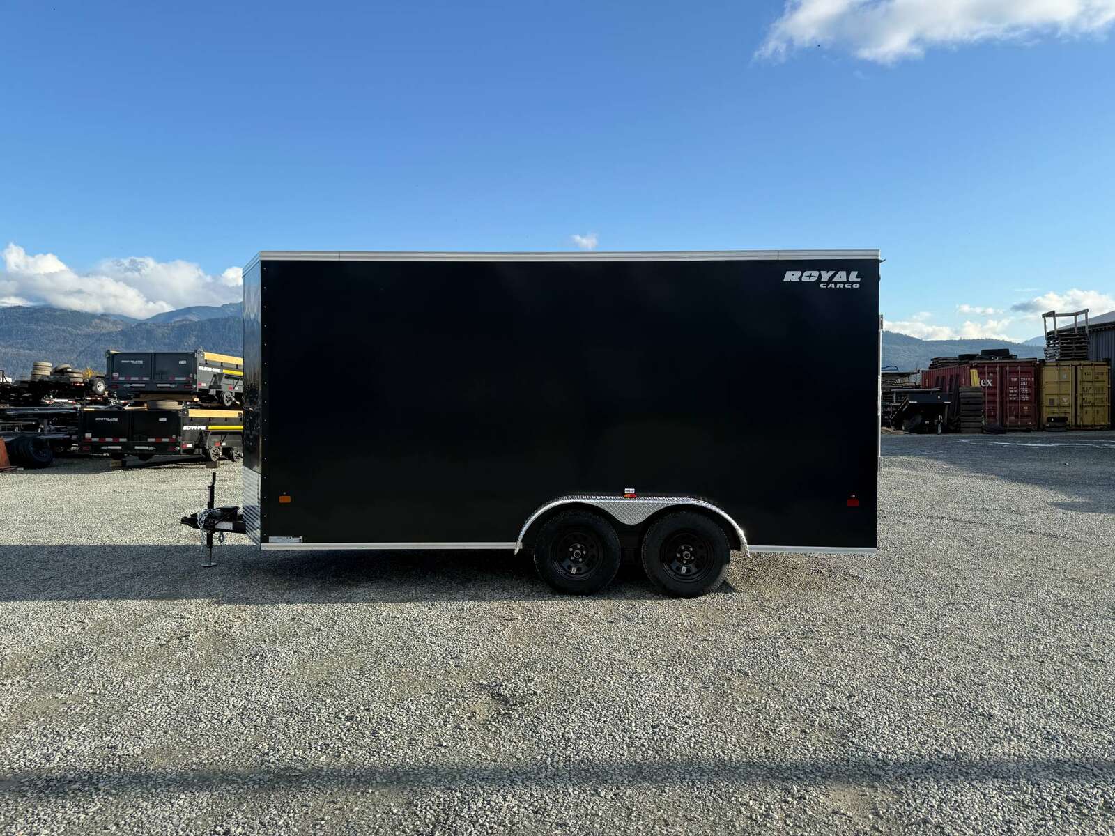 Photo of 2026 Royal 7x16 Enclosed Cargo Trailer V Nose Ramp Door Black 7700lb GVW Extra Height