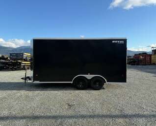 Thumbnail Photo of 2026 Royal 7x16 Enclosed Cargo Trailer V Nose Ramp Door Black 7700lb GVW Extra Height