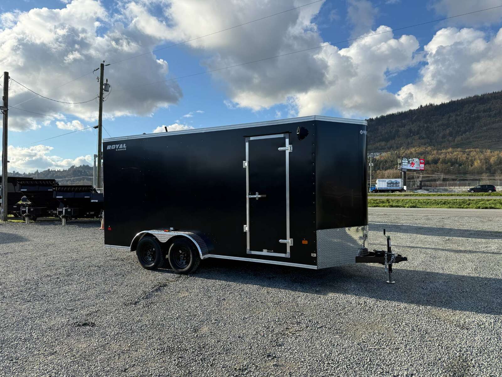 Photo of 2026 Royal 7x16 Enclosed Cargo Trailer V Nose Ramp Door Black 7700lb GVW Extra Height