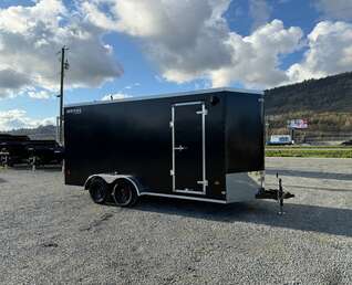 Thumbnail Photo of 2026 Royal 7x16 Enclosed Cargo Trailer V Nose Ramp Door Black 7700lb GVW Extra Height