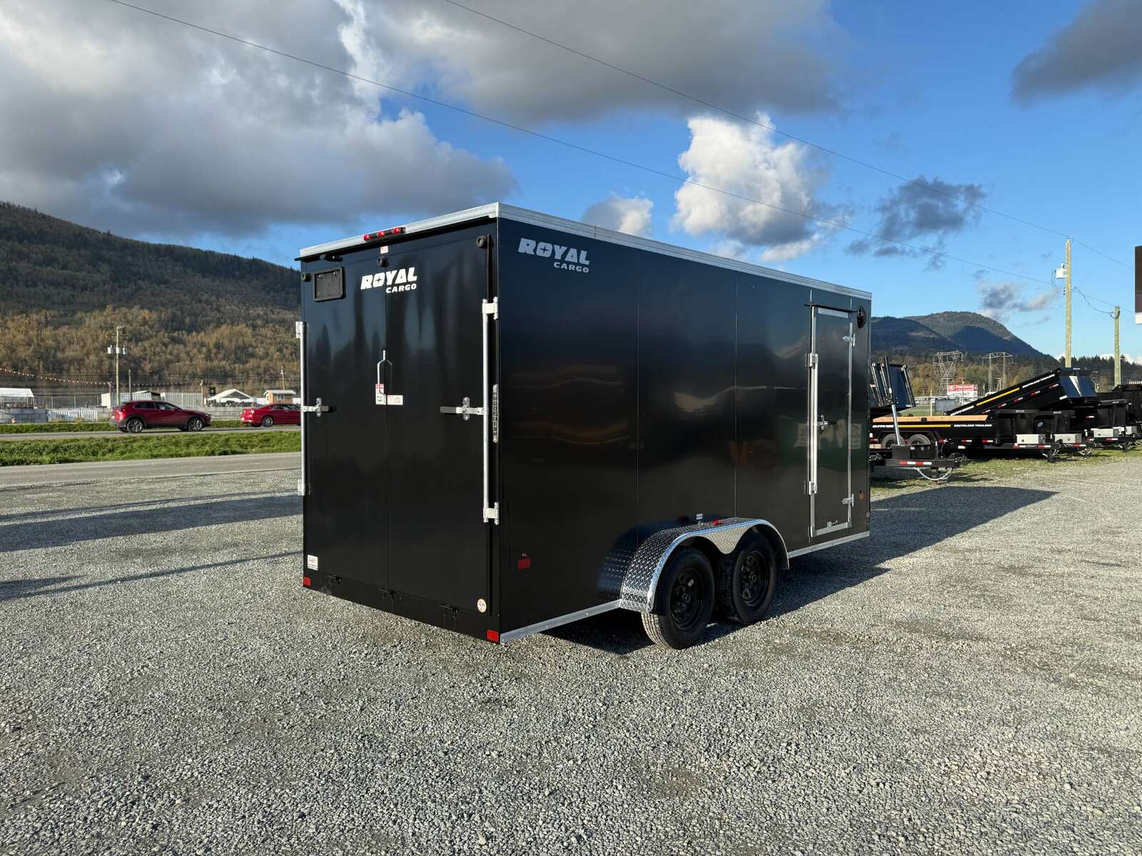 Photo of 2026 Royal 7x16 Enclosed Cargo Trailer V Nose Ramp Door Black 7700lb GVW Extra Height