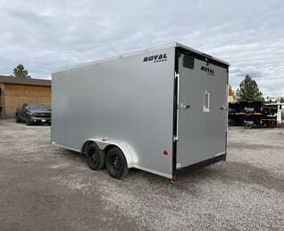 Thumbnail Photo of **Scratch & Dent Sale** 2026 Royal 7.5X16 V-NOSE RAMP DOOR EXTRA HEIGHT Cargo / Enclosed Trailer Silver 7700lb GVW
