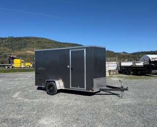 Thumbnail Photo of 2026 Impact Quake 6x12 V Nose Cargo / Enclosed Trailer Charcoal Grey Barn Door Extra Height 2990lb GVW