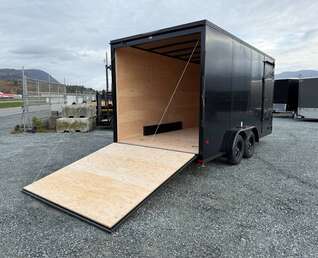 Thumbnail Photo of 2026 Royal 7.5X16 V-NOSE RAMP DOOR EXTRA HEIGHT Cargo / Enclosed Trailer Black w/ Blackout Package 7700lb GVW