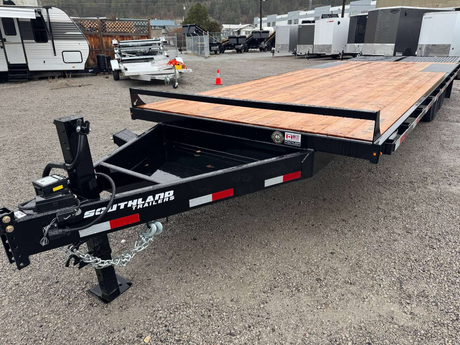 Photo of 2026 Southland Trailer 8x20 +5ft Dovetail Flip Over Ramps Deckover Trailer 15,400lb GVW Flat Deck