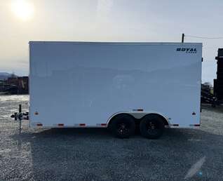 Thumbnail Photo of 2026 Royal Cargo 8.5X16 V NOSE Cargo / Enclosed Trailer White BARN DOORS EXTRA HEIGHT 11,400LB GVW