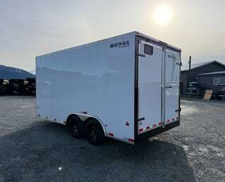 Thumbnail Photo of 2026 Royal Cargo 8.5X16 V NOSE Cargo / Enclosed Trailer White BARN DOORS EXTRA HEIGHT 11,400LB GVW