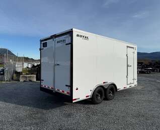 Thumbnail Photo of 2026 Royal Cargo 8.5X16 V NOSE Cargo / Enclosed Trailer White BARN DOORS EXTRA HEIGHT 11,400LB GVW