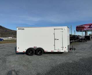Thumbnail Photo of 2026 Royal Cargo 8.5X16 V NOSE Cargo / Enclosed Trailer White BARN DOORS EXTRA HEIGHT 11,400LB GVW