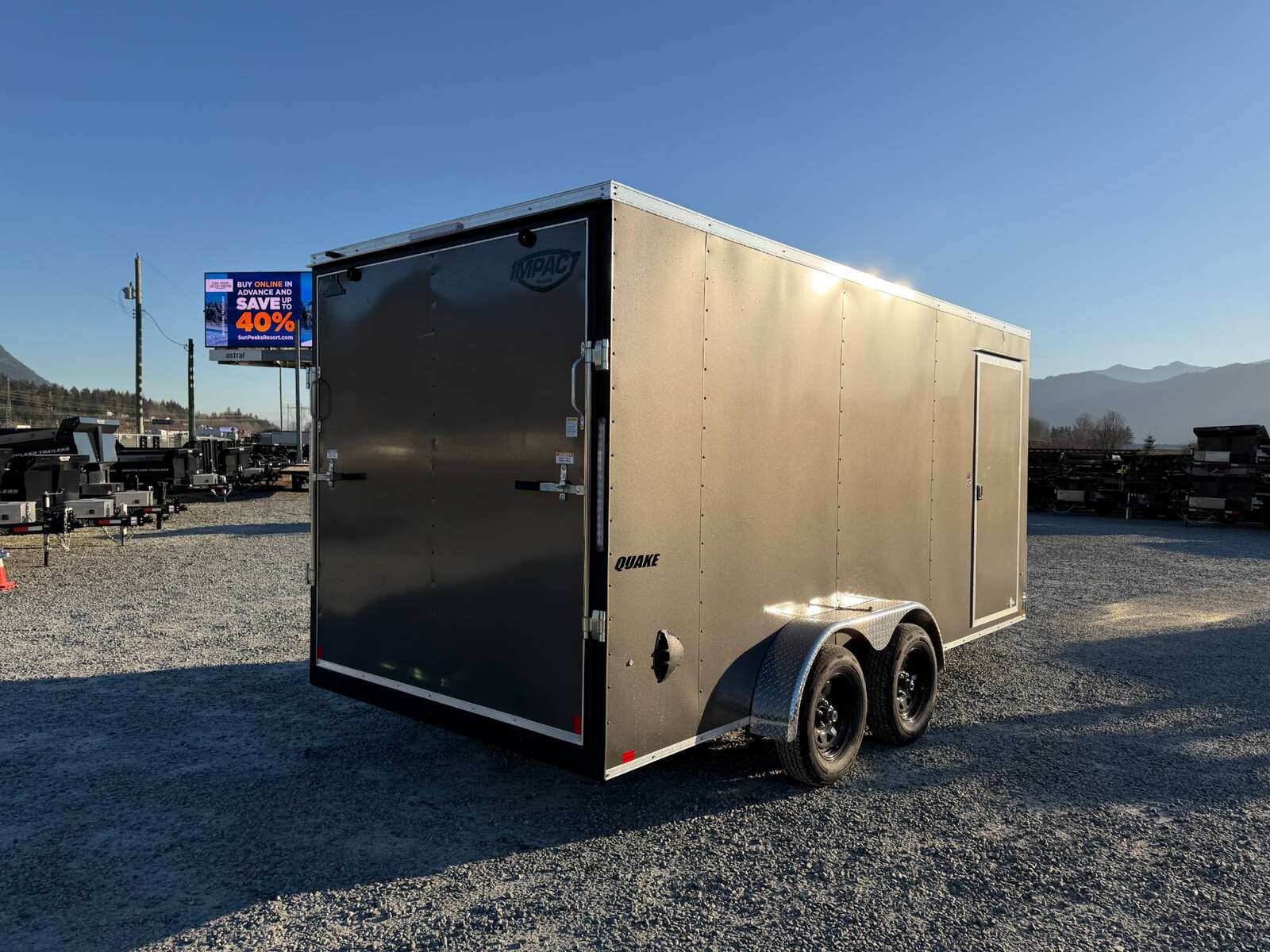 Photo of 2026 Impact Quake 7X16 V-Nose Ramp Door Cargo / Enclosed Trailer Extra Height Charcoal Grey 7000lb GVW