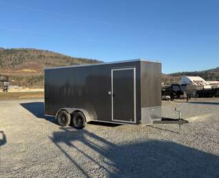 Thumbnail Photo of 2026 Impact Quake 7X16 V-Nose Ramp Door Cargo / Enclosed Trailer Extra Height Charcoal Grey 7000lb GVW