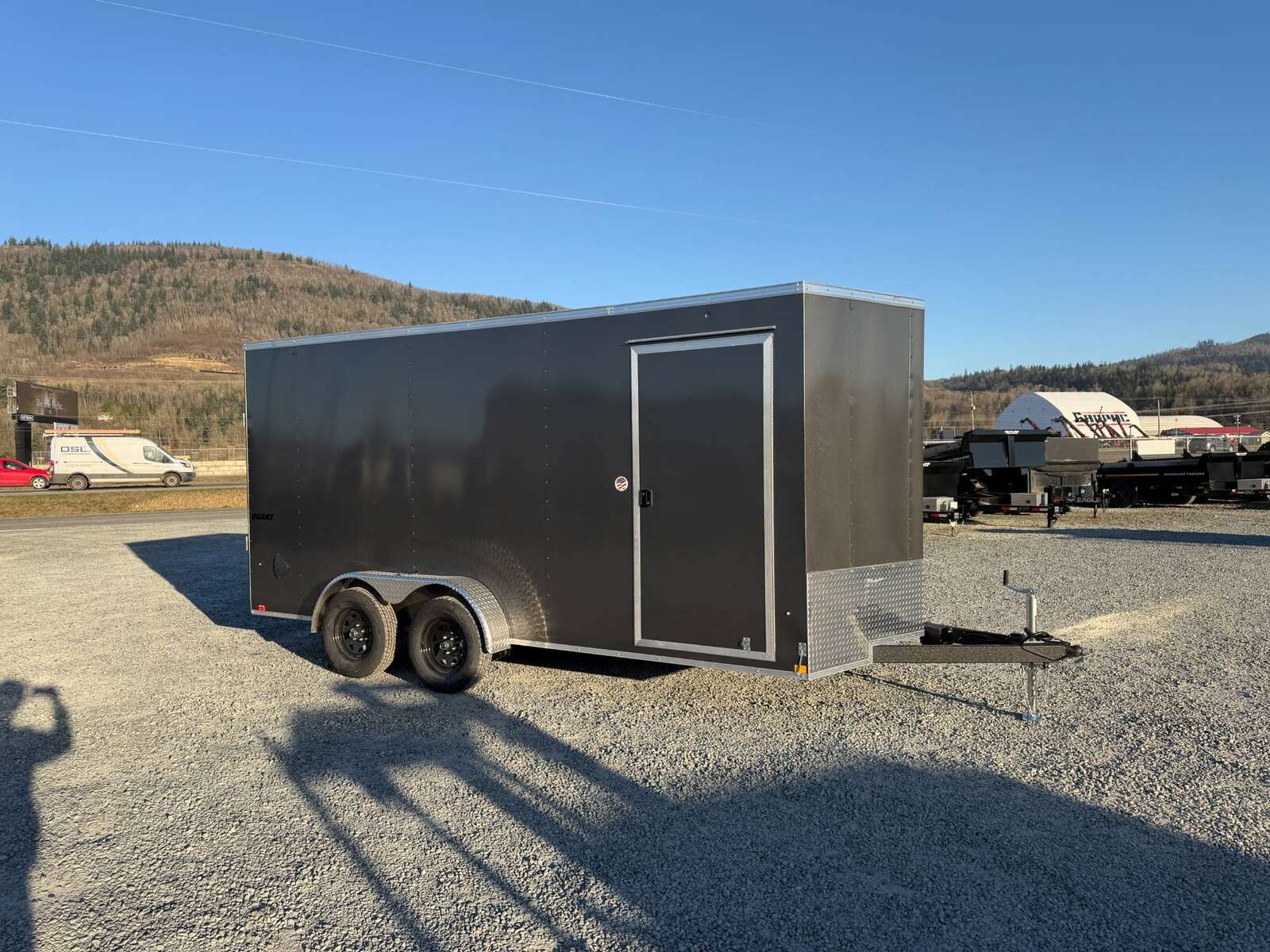 Photo of 2026 Impact Quake 7X16 V-Nose Ramp Door Cargo / Enclosed Trailer Extra Height Charcoal Grey 7000lb GVW