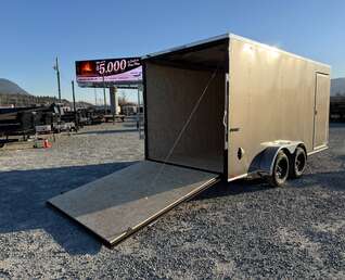 Thumbnail Photo of 2026 Impact Quake 7X16 V-Nose Ramp Door Cargo / Enclosed Trailer Extra Height Charcoal Grey 7000lb GVW