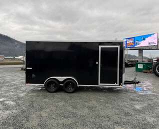 Thumbnail Photo of 2026 Impact Quake 7X16 V-Nose Ramp Door Cargo / Enclosed Trailer Extra Height Black 7000lb GVW