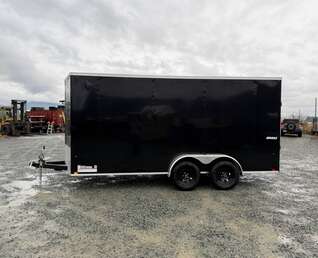 Thumbnail Photo of 2026 Impact Quake 7X16 V-Nose Ramp Door Cargo / Enclosed Trailer Extra Height Black 7000lb GVW