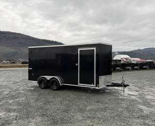 Thumbnail Photo of 2026 Impact Quake 7X16 V-Nose Ramp Door Cargo / Enclosed Trailer Extra Height Black 7000lb GVW
