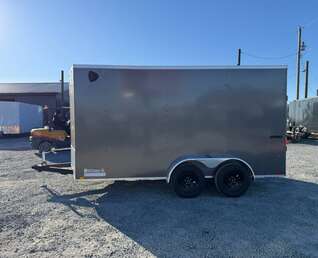 Thumbnail Photo of 2026 Impact 7x14 Quake V Nose Cargo Enclosed Trailer Ramp Door Extra Height Charcoal Grey 7000lb GVW