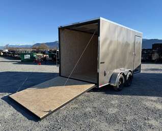 Thumbnail Photo of 2026 Impact 7x14 Quake V Nose Cargo Enclosed Trailer Ramp Door Extra Height Charcoal Grey 7000lb GVW