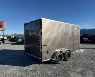 Thumbnail Photo of 2026 Impact 7x14 Quake V Nose Cargo Enclosed Trailer Ramp Door Extra Height Charcoal Grey 7000lb GVW