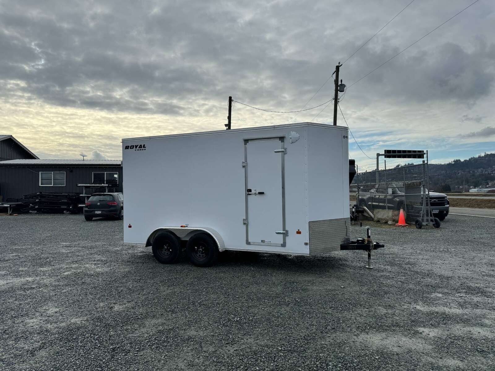 Photo of 2026 Royal Cargo 7X14 V Nose 7700LB GVW RAMP DOOR White Enclosed Cargo Trailer Extra Tall