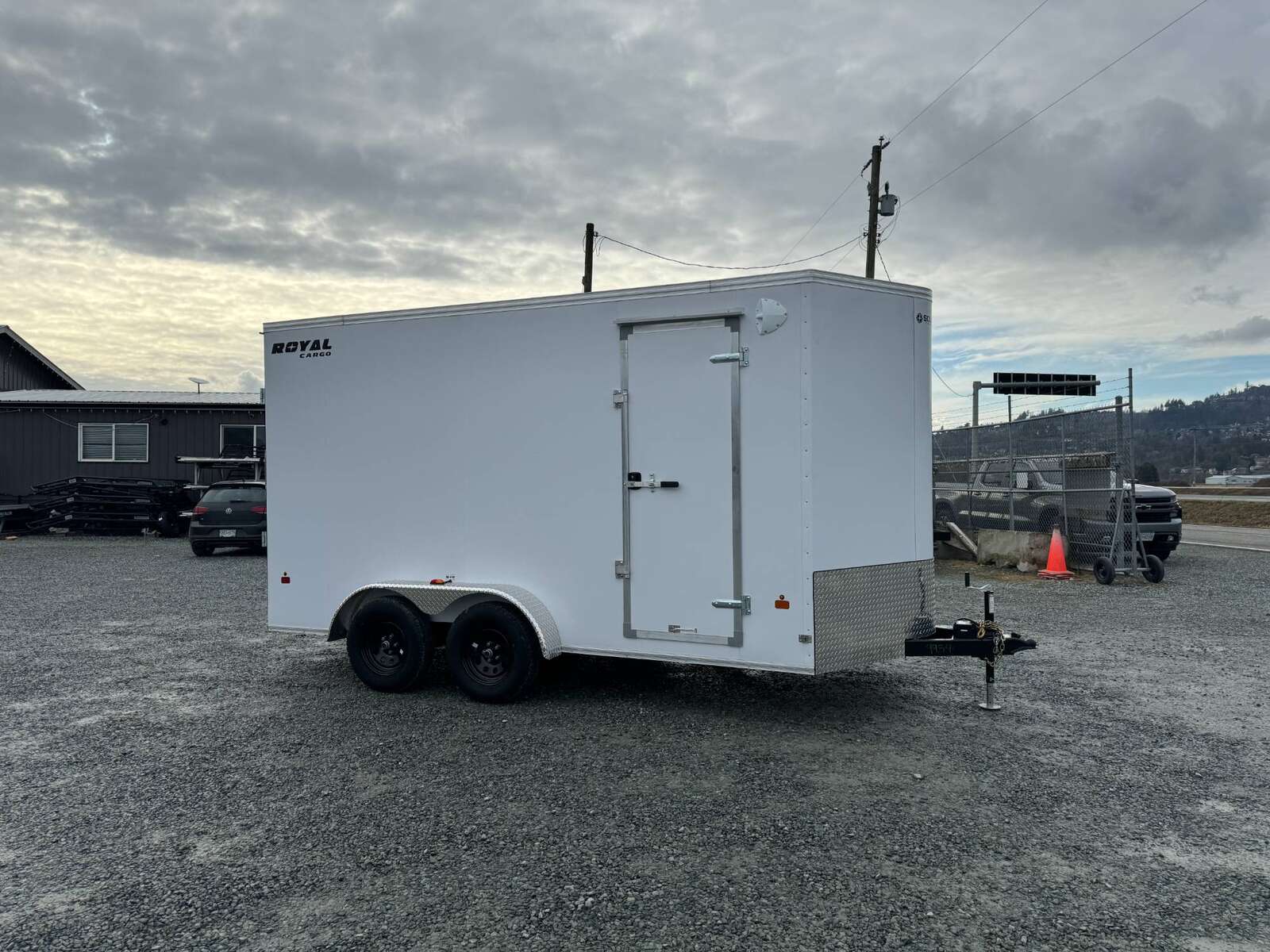 Photo of 2026 Royal Cargo 7X14 V Nose 7700LB GVW RAMP DOOR White Enclosed Cargo Trailer Extra Tall