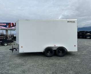 Thumbnail Photo of 2026 Royal Cargo 7X14 V Nose 7700LB GVW RAMP DOOR White Enclosed Cargo Trailer Extra Tall
