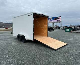 Thumbnail Photo of 2026 Royal Cargo 7X14 V Nose 7700LB GVW RAMP DOOR White Enclosed Cargo Trailer Extra Tall