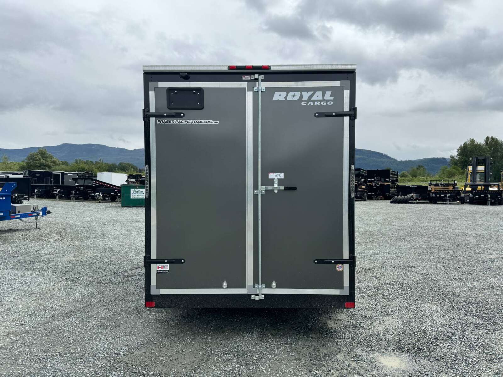 Photo of 2026 Royal Cargo 7X14 V Nose 7700LB GVW BARN DOORS Charcoal Grey Enclosed Trailer Extra Tall