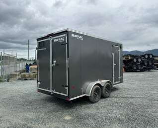Thumbnail Photo of 2026 Royal Cargo 7X14 V Nose 7700LB GVW BARN DOORS Charcoal Grey Enclosed Trailer Extra Tall