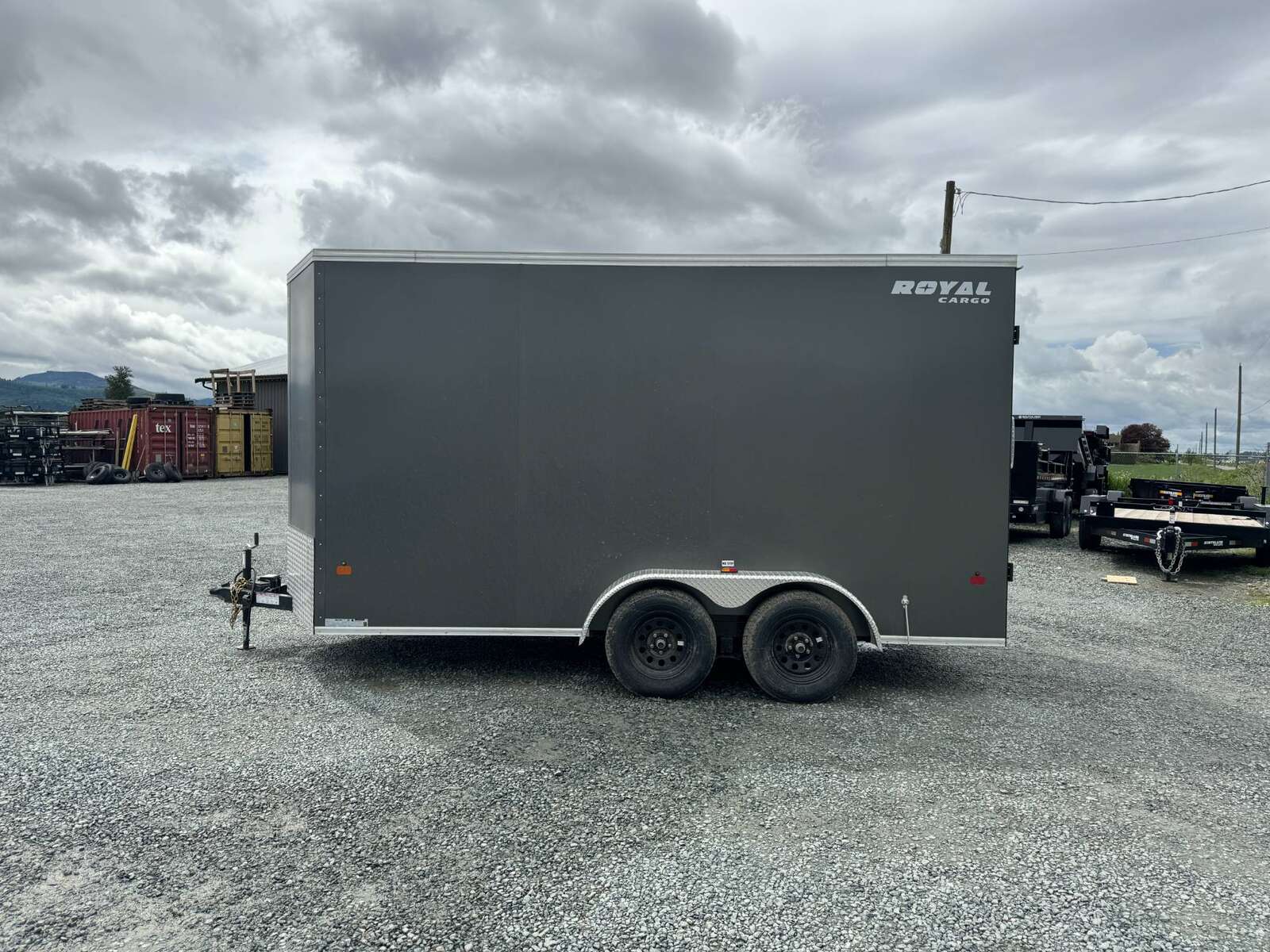 Photo of 2026 Royal Cargo 7X14 V Nose 7700LB GVW BARN DOORS Charcoal Grey Enclosed Trailer Extra Tall