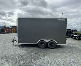 Thumbnail Photo of 2026 Royal Cargo 7X14 V Nose 7700LB GVW BARN DOORS Charcoal Grey Enclosed Trailer Extra Tall