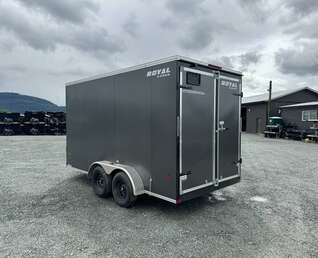 Thumbnail Photo of 2026 Royal Cargo 7X14 V Nose 7700LB GVW BARN DOORS Charcoal Grey Enclosed Trailer Extra Tall