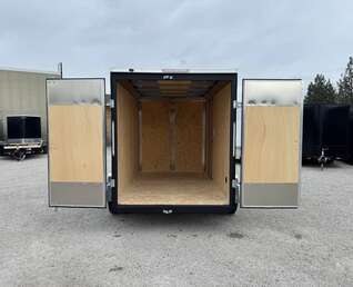 Thumbnail Photo of 2026 Impact Quake 6x10 V Nose Enclosed Cargo Trailer Barn Doors Black Extra Height 2990lb GVW