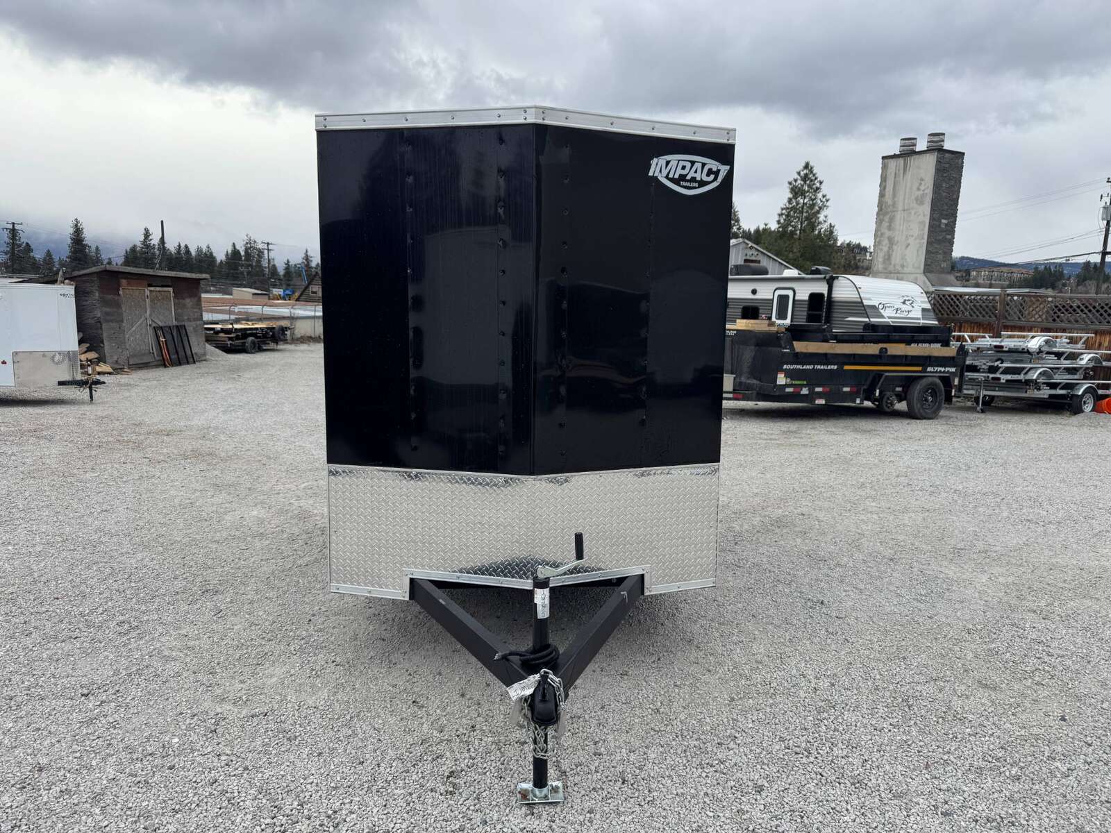 Photo of 2026 Impact Quake 6x10 V Nose Enclosed Cargo Trailer Barn Doors Black Extra Height 2990lb GVW