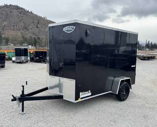 Thumbnail Photo of 2026 Impact Quake 6x10 V Nose Enclosed Cargo Trailer Barn Doors Black Extra Height 2990lb GVW