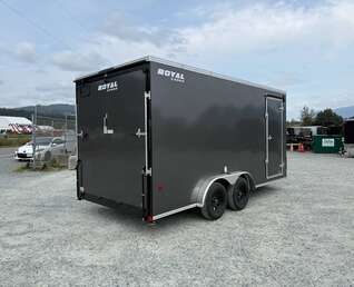 Thumbnail Photo of 2026 Royal 7.5X16 V-NOSE RAMP DOOR EXTRA HEIGHT Cargo / Enclosed Trailer Charcoal Grey 7700lb GVW (GSR)