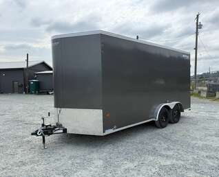 Thumbnail Photo of 2026 Royal 7.5X16 V-NOSE RAMP DOOR EXTRA HEIGHT Cargo / Enclosed Trailer Charcoal Grey 7700lb GVW (GSR)