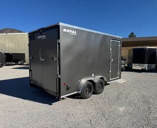 Thumbnail Photo of 2026 Royal 7.5X14 V-NOSE RAMP DOOR EXTRA HEIGHT Cargo / Enclosed Trailer Charcoal Grey 7700lb GVW (GSR)